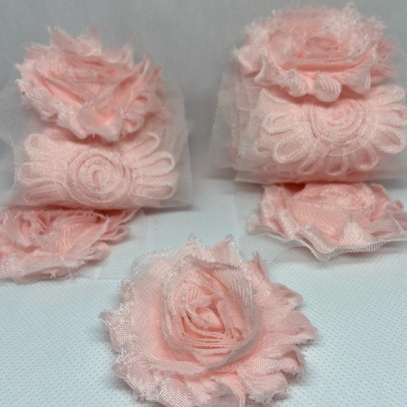 Light Pink lot 28 shabby flowers headbands DIY NEW - Picture 5 of 5